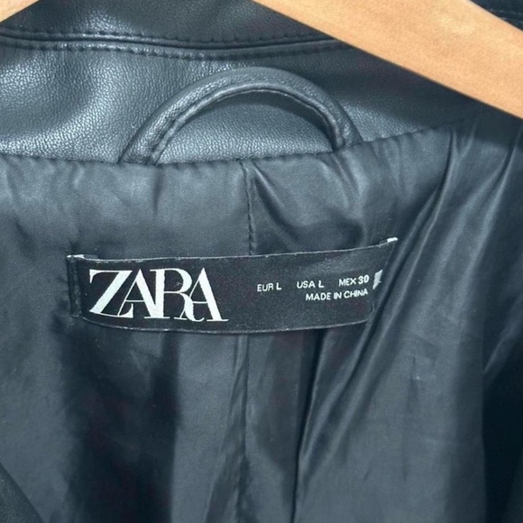 Zara Women's Black Faux Leather Biker Jacket - Large - Picture 6 of 6